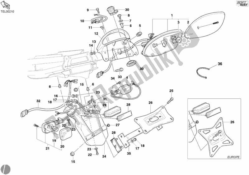 Toutes les pièces pour le Feu Arrière du Ducati Supersport 800 SS USA 2005